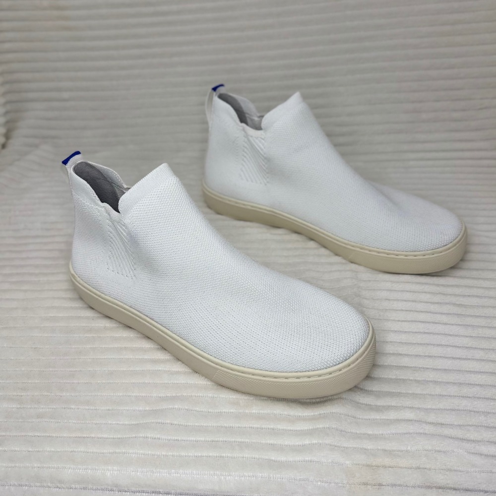 Rothys The Chelsea Sneakers Bright White Knit Slip On Ankle Boots Womens 10